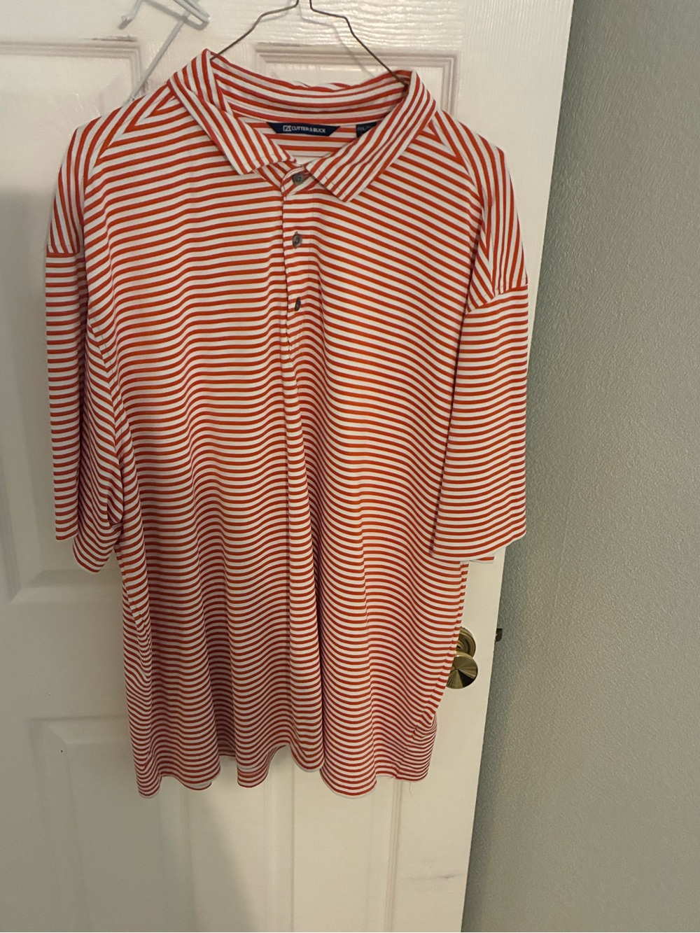 Cutter & Buck Orange and White Striped Polo